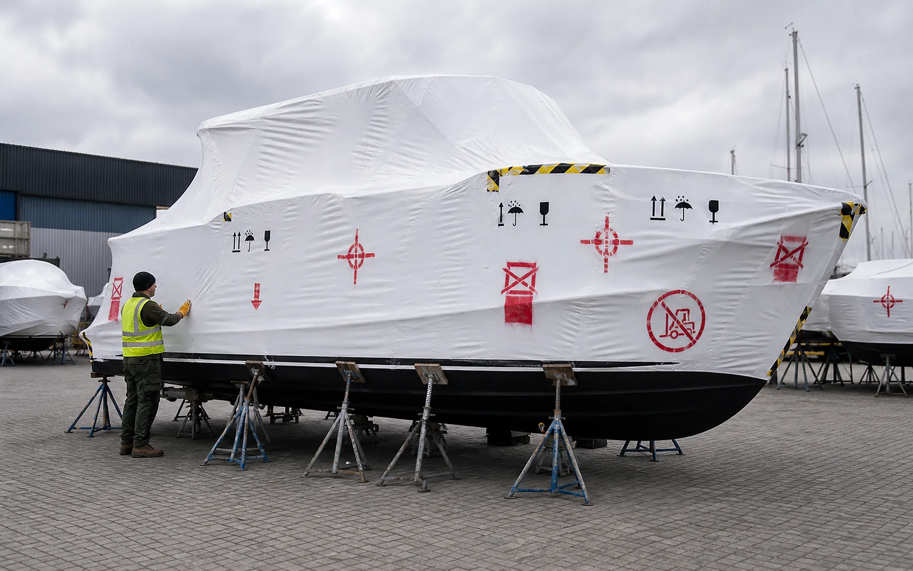 Łódź zabezpieczona na zimowanie